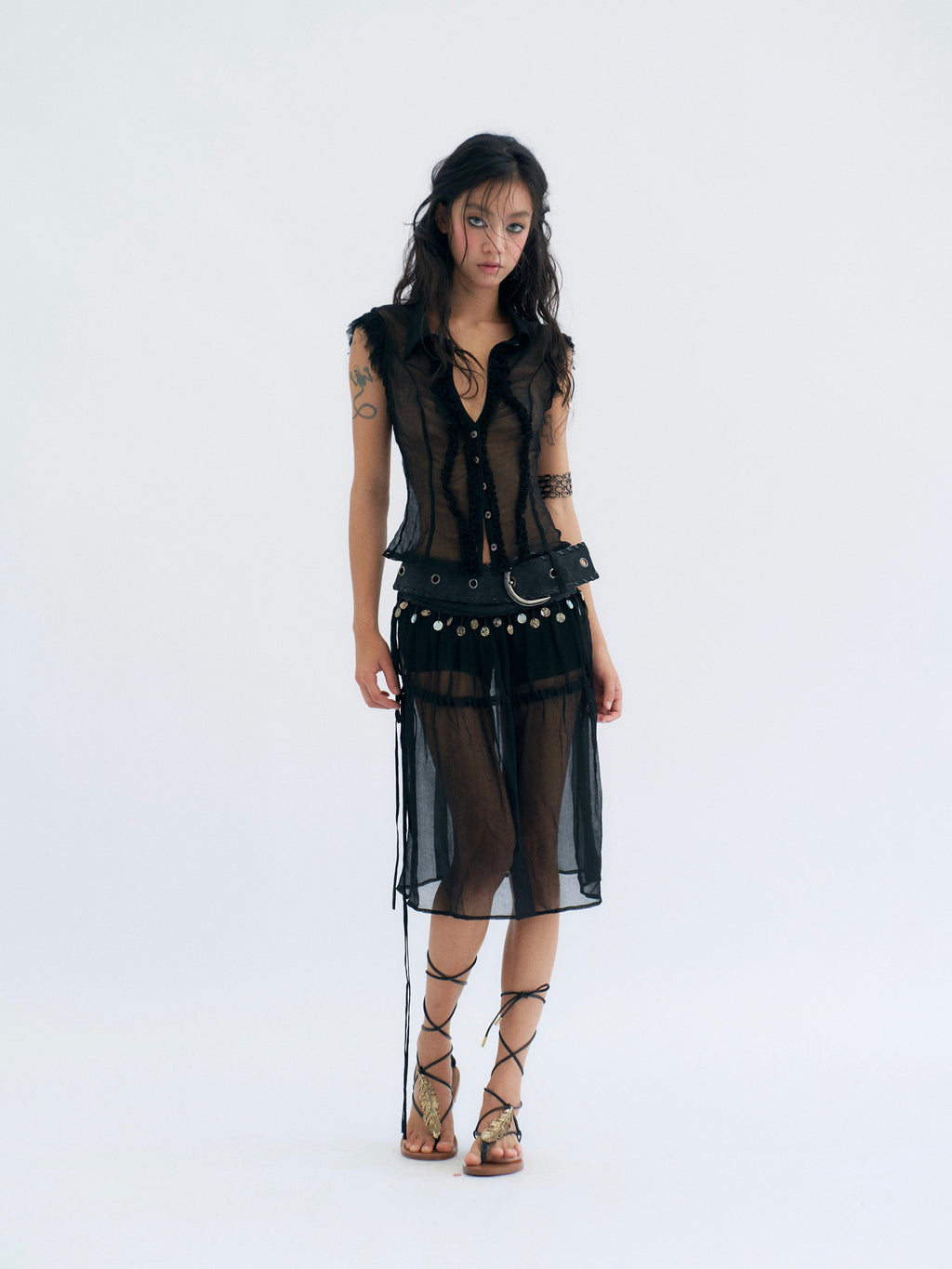 Sheer Open Back Shirt