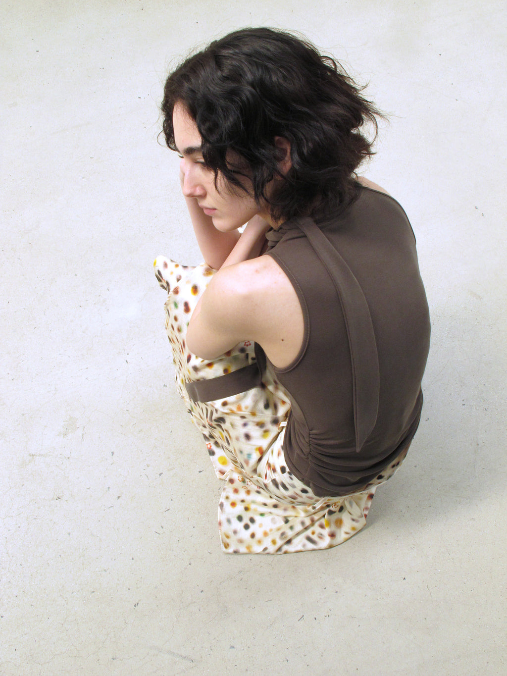 Psychedelic polka dot double-layered skirt