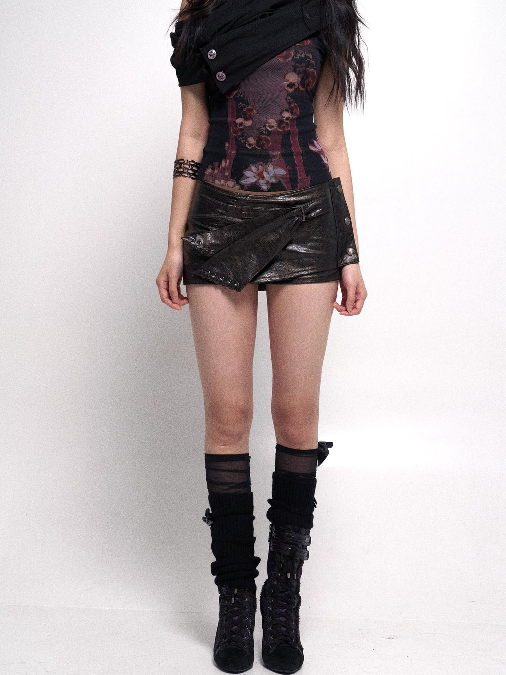 Faux Leather Mini Skort