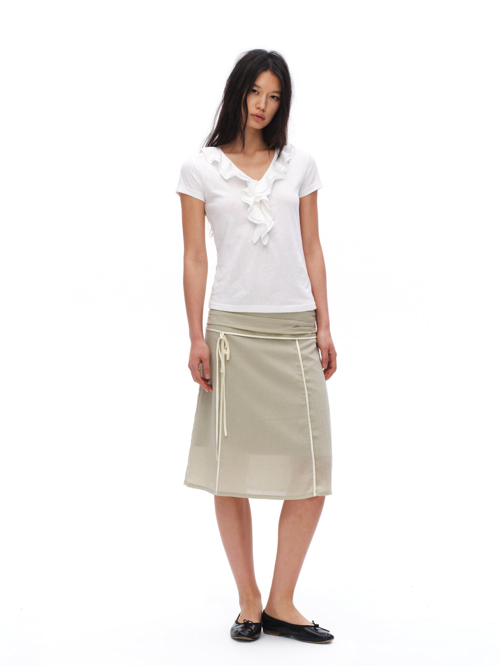 Lyocell Hemp Blend Crinkled A-Line Skirt