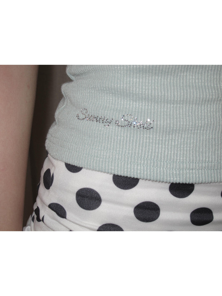 Ocean Blue Love Puff Sleeve Crossover Neck Top (Pre-order)