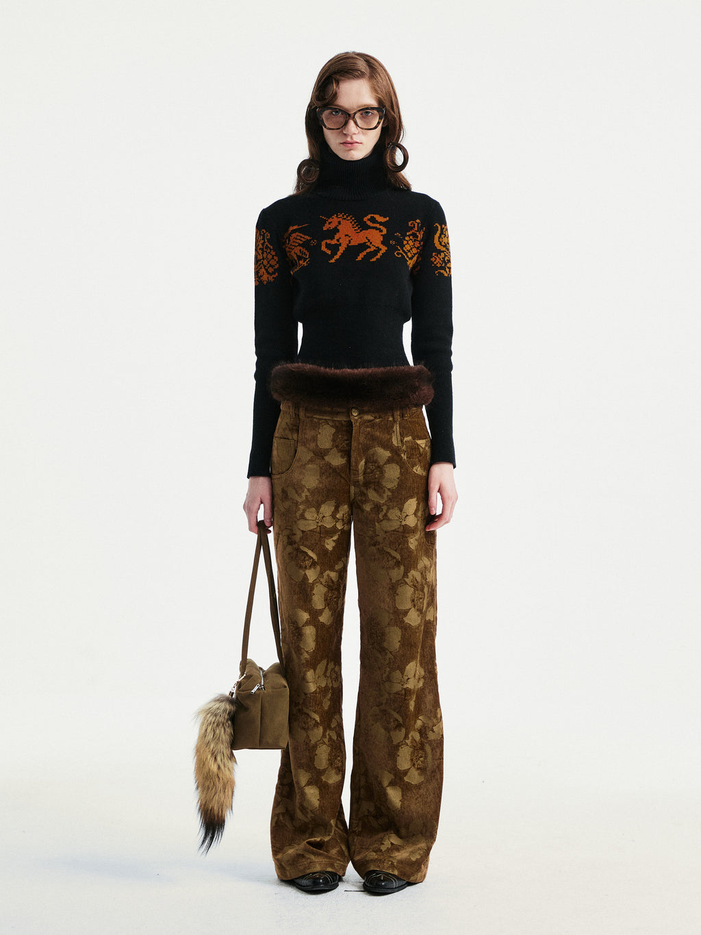 Pony pattern jacquard pullover