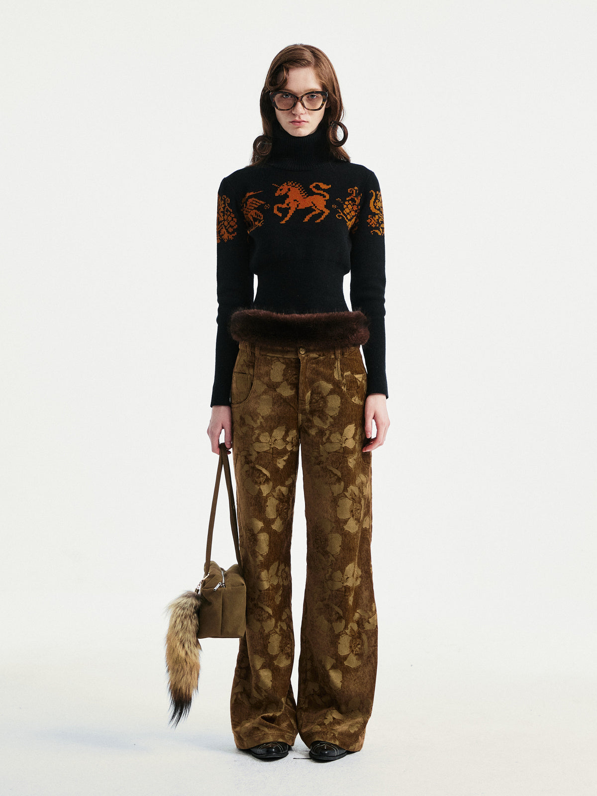Pony pattern jacquard pullover