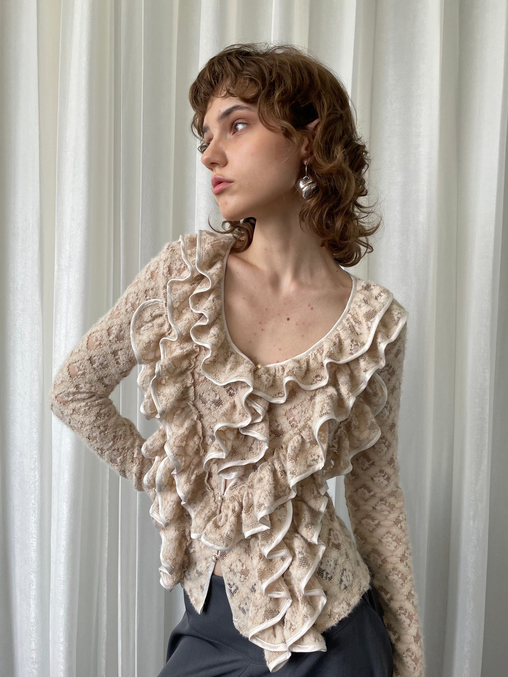 Multi-lace cardigan shirt