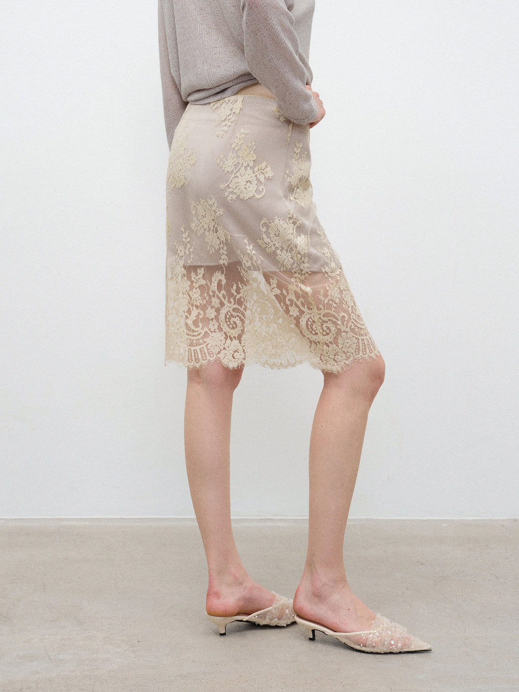 Champagne lace skirt