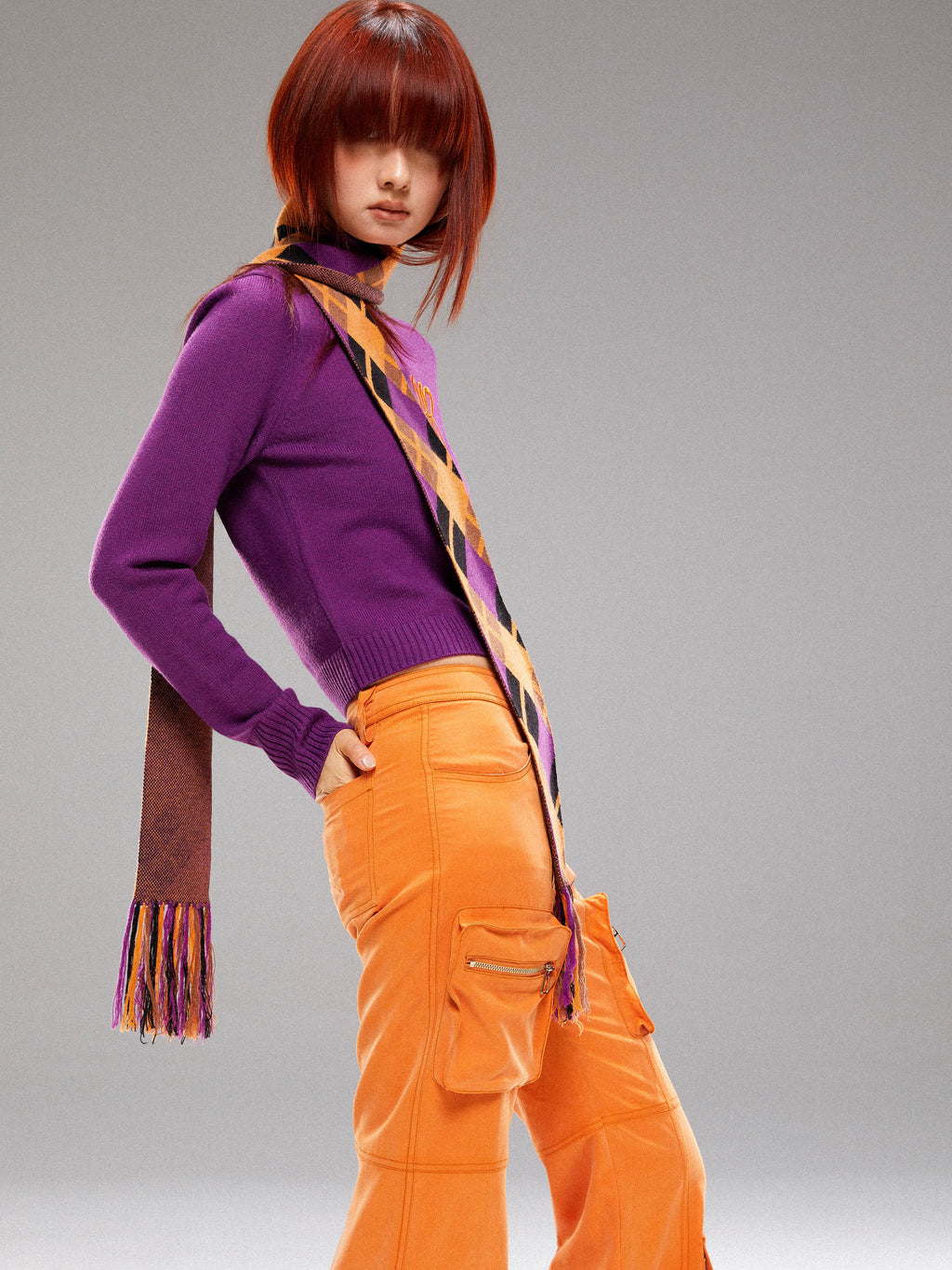 Purple Knitted Sweater Cardigan