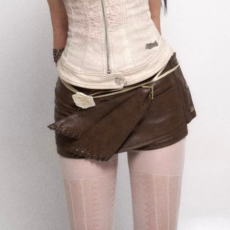 Faux Leather Mini Skort