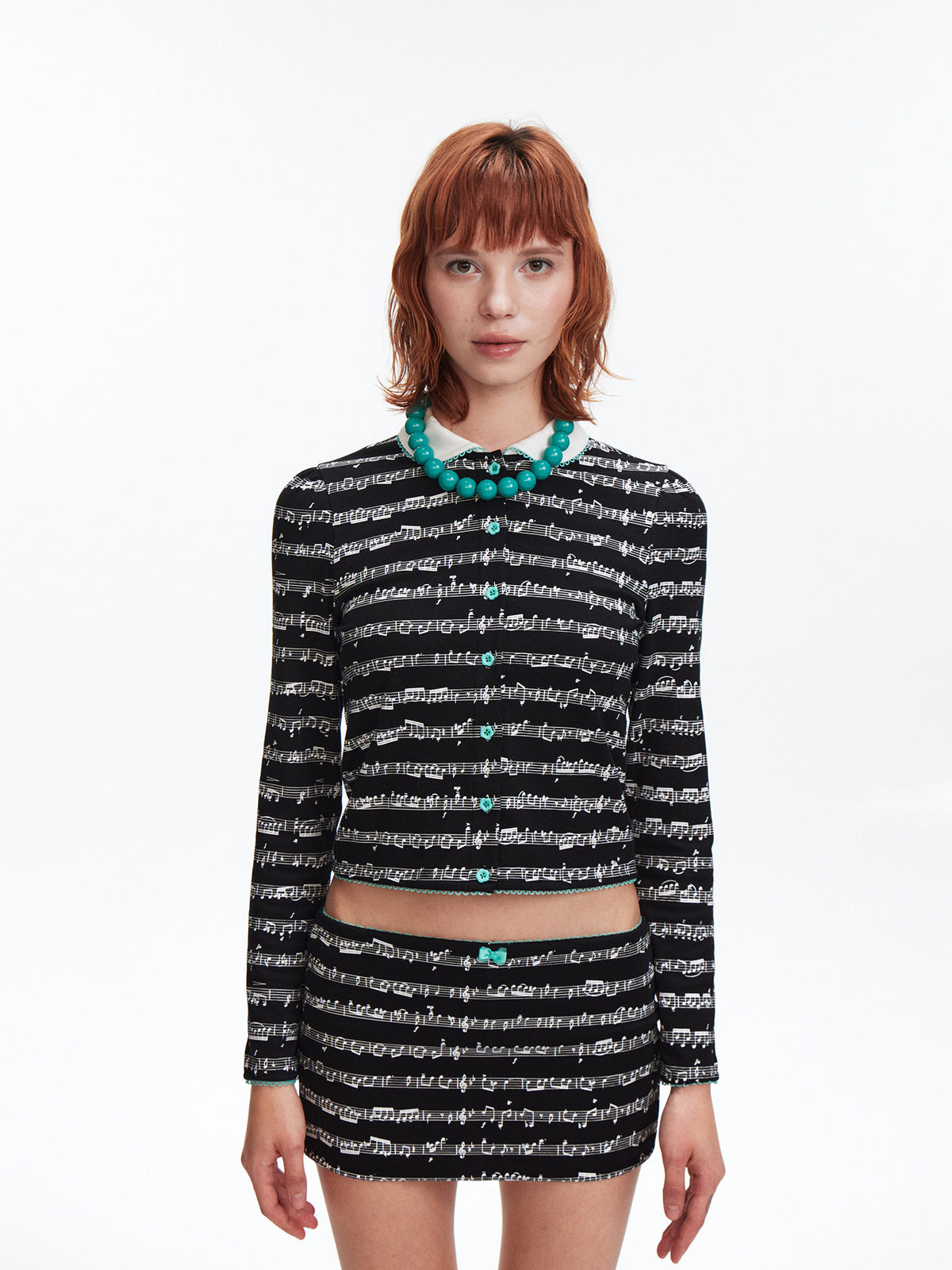 Note print cardigan
