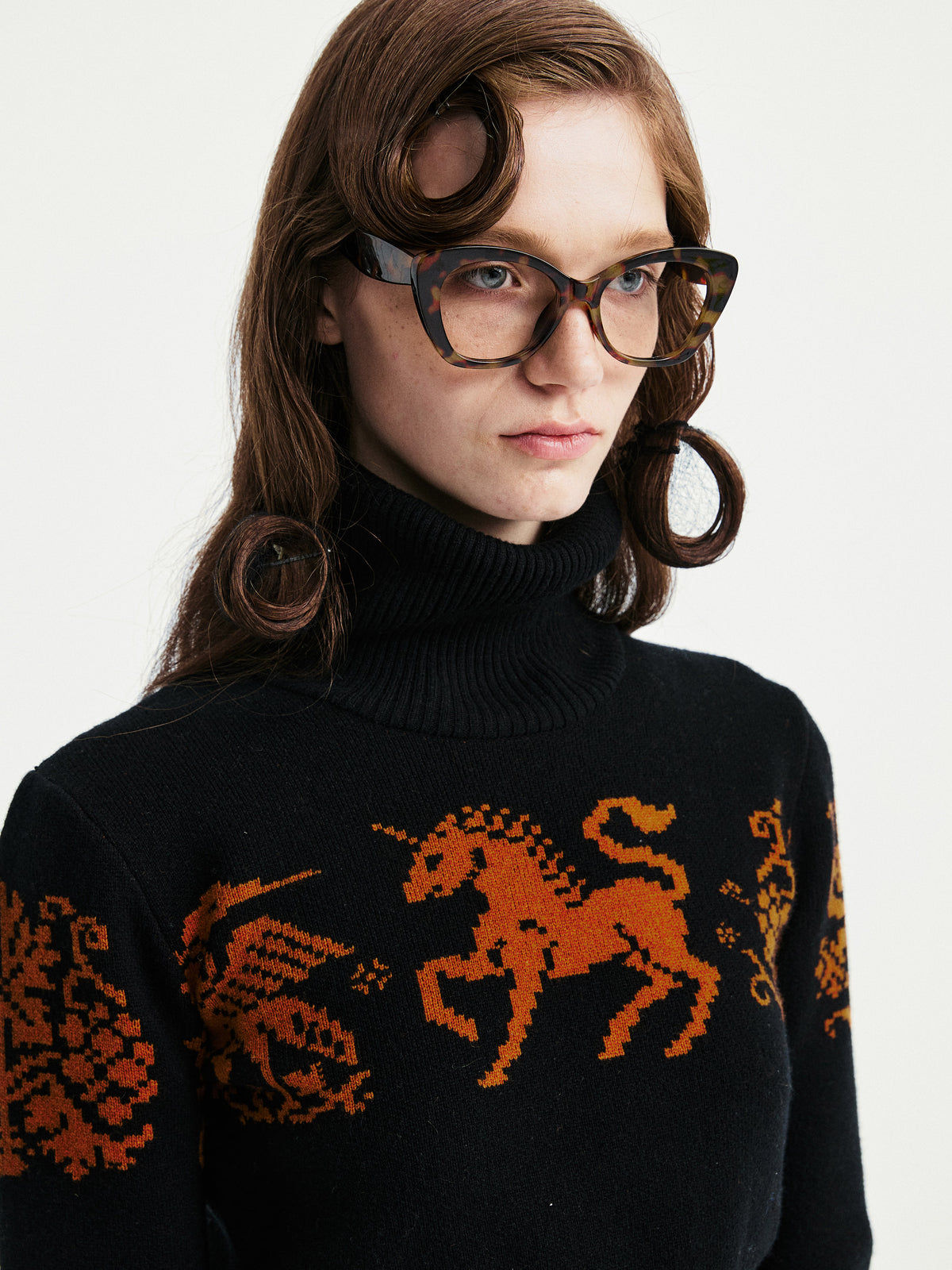 Pony pattern jacquard pullover