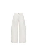 White curved casual pants