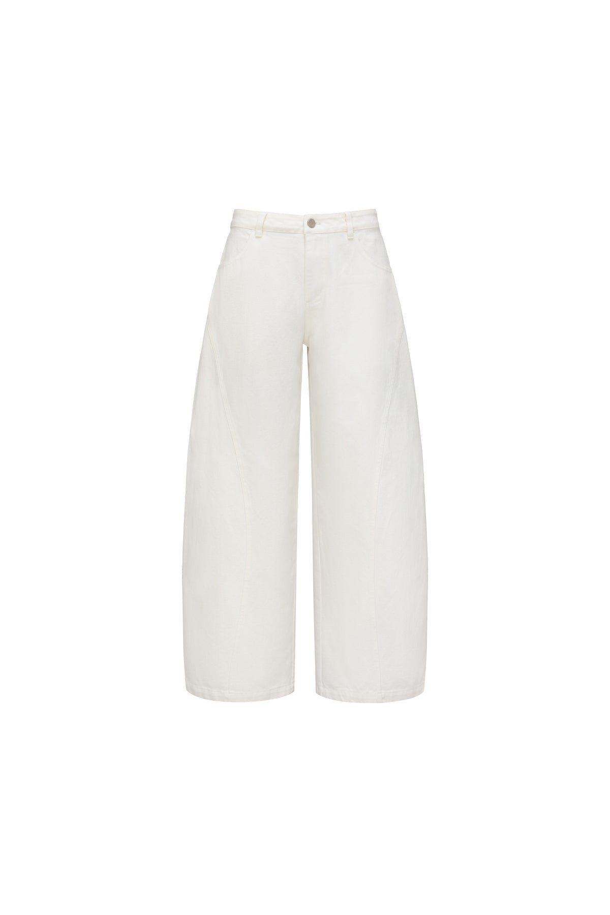 White curved casual pants