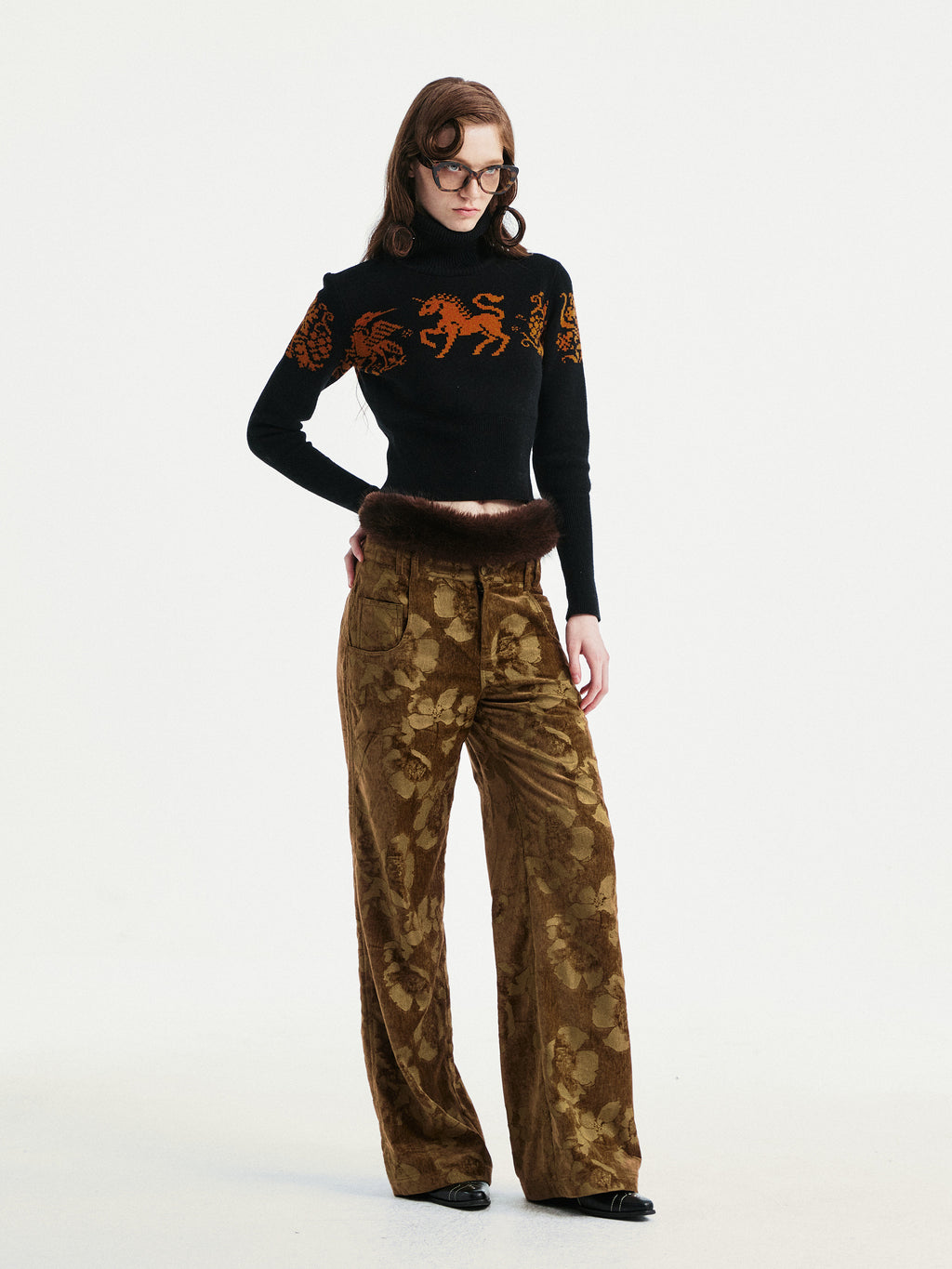 Pony pattern jacquard pullover