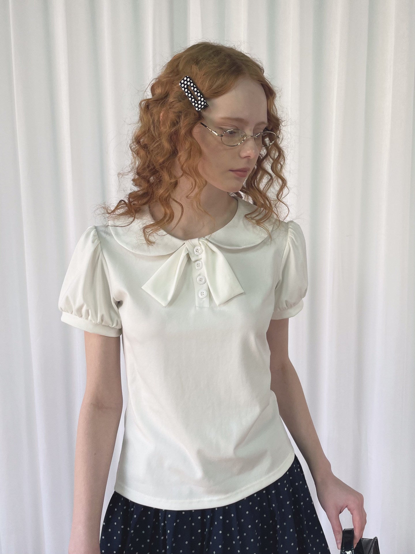 Bow tie knitted shirt