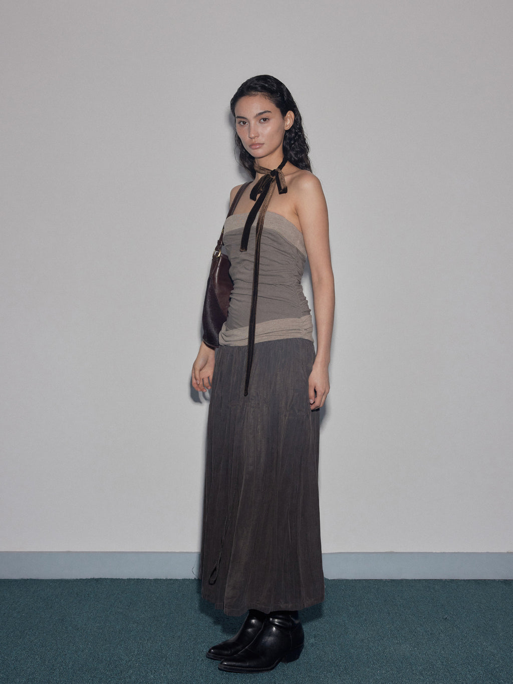 Matte Low-Saturation Patchwork Dress