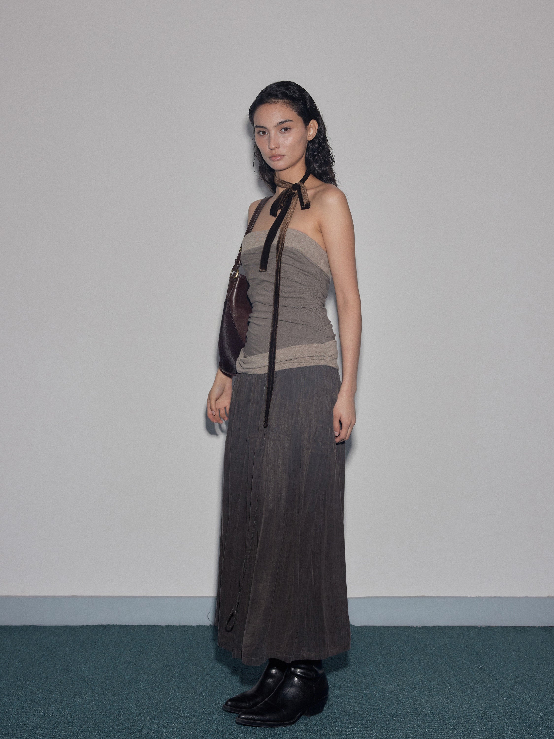 Matte Low-Saturation Patchwork Dress