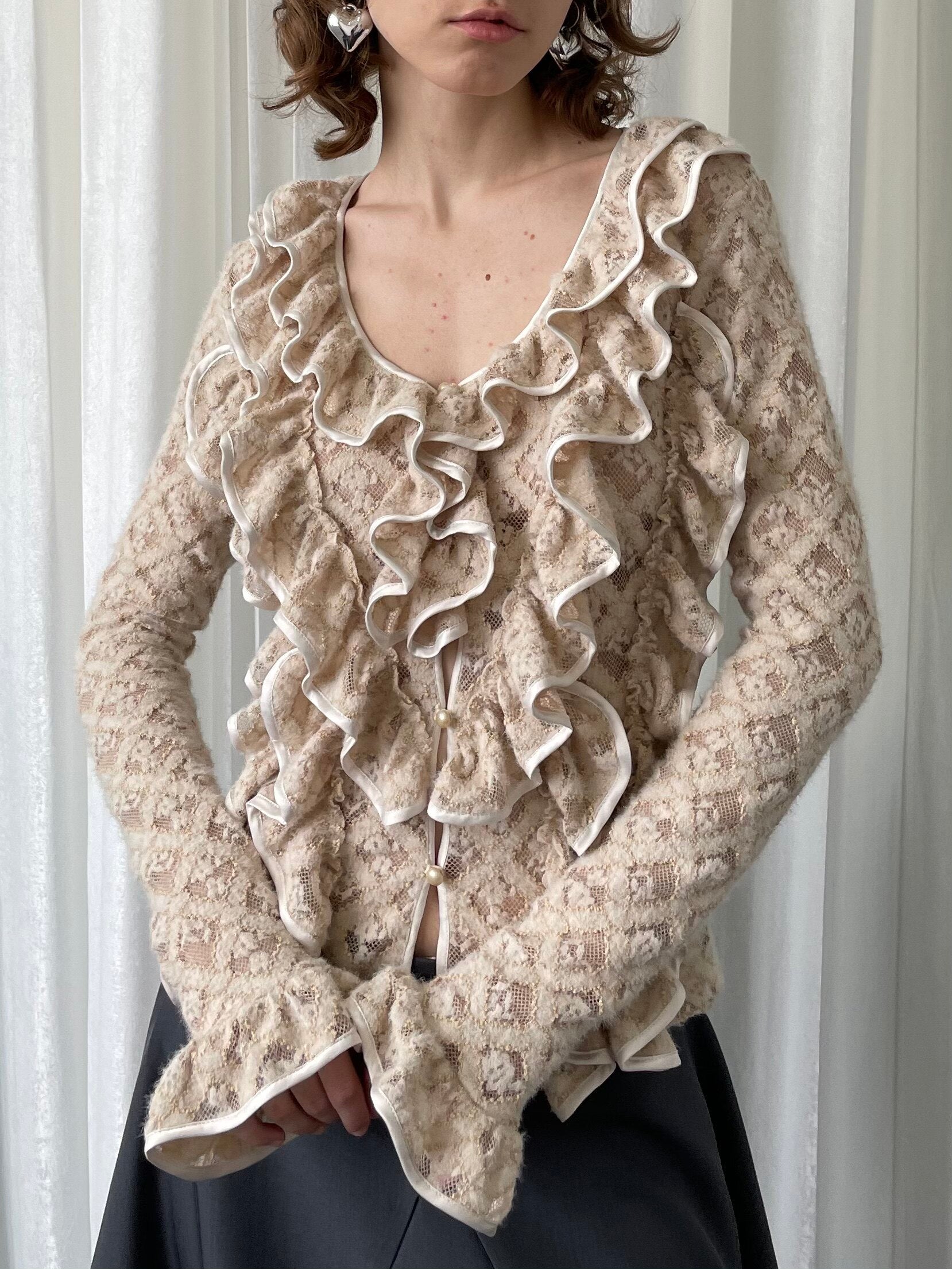 Multi-lace cardigan shirt