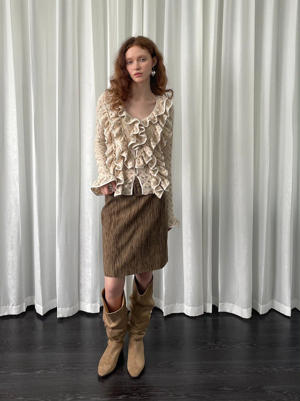 A-line skirt with a belt