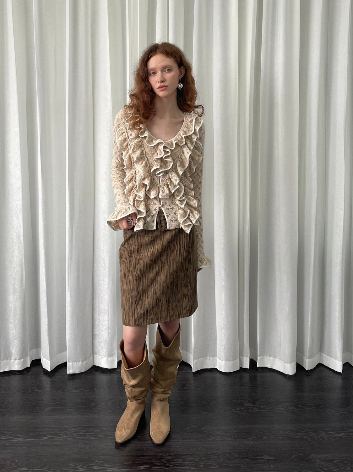 A-line skirt with a belt
