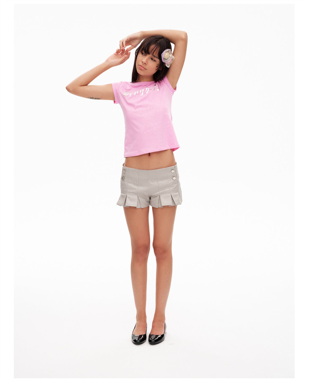 Pleated Double-Breasted Shorts