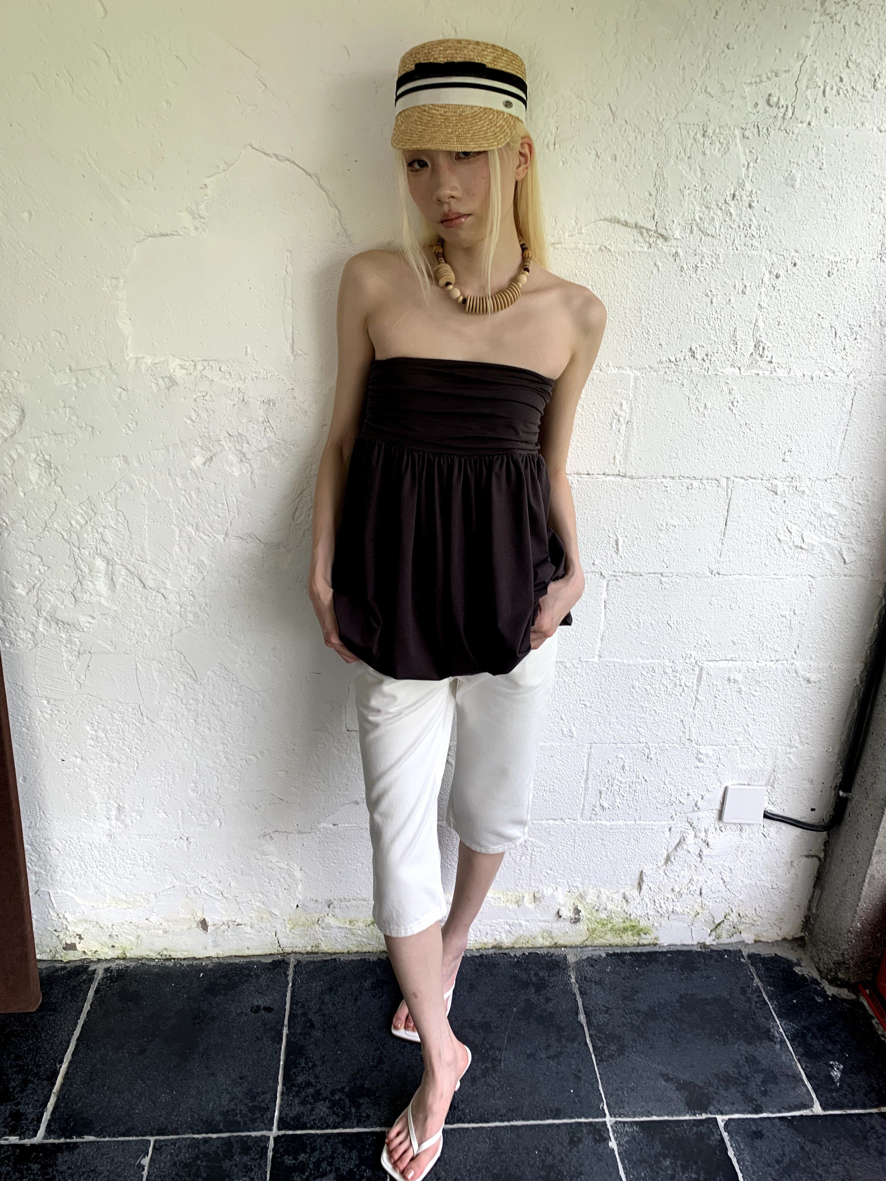 knitted pleated lantern balloon skirt