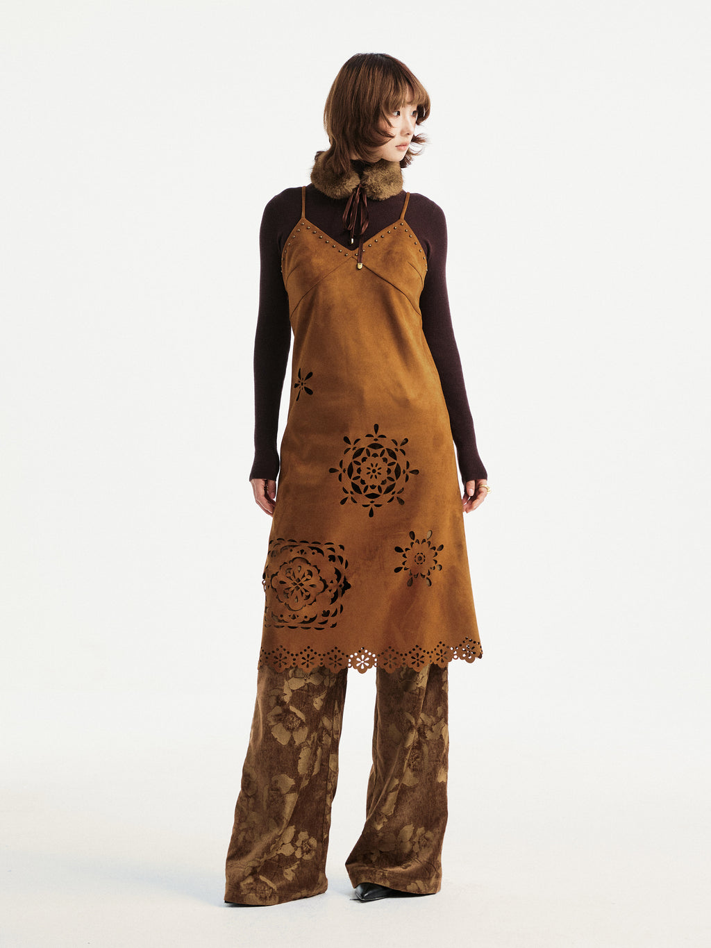 Floral jacquard pants