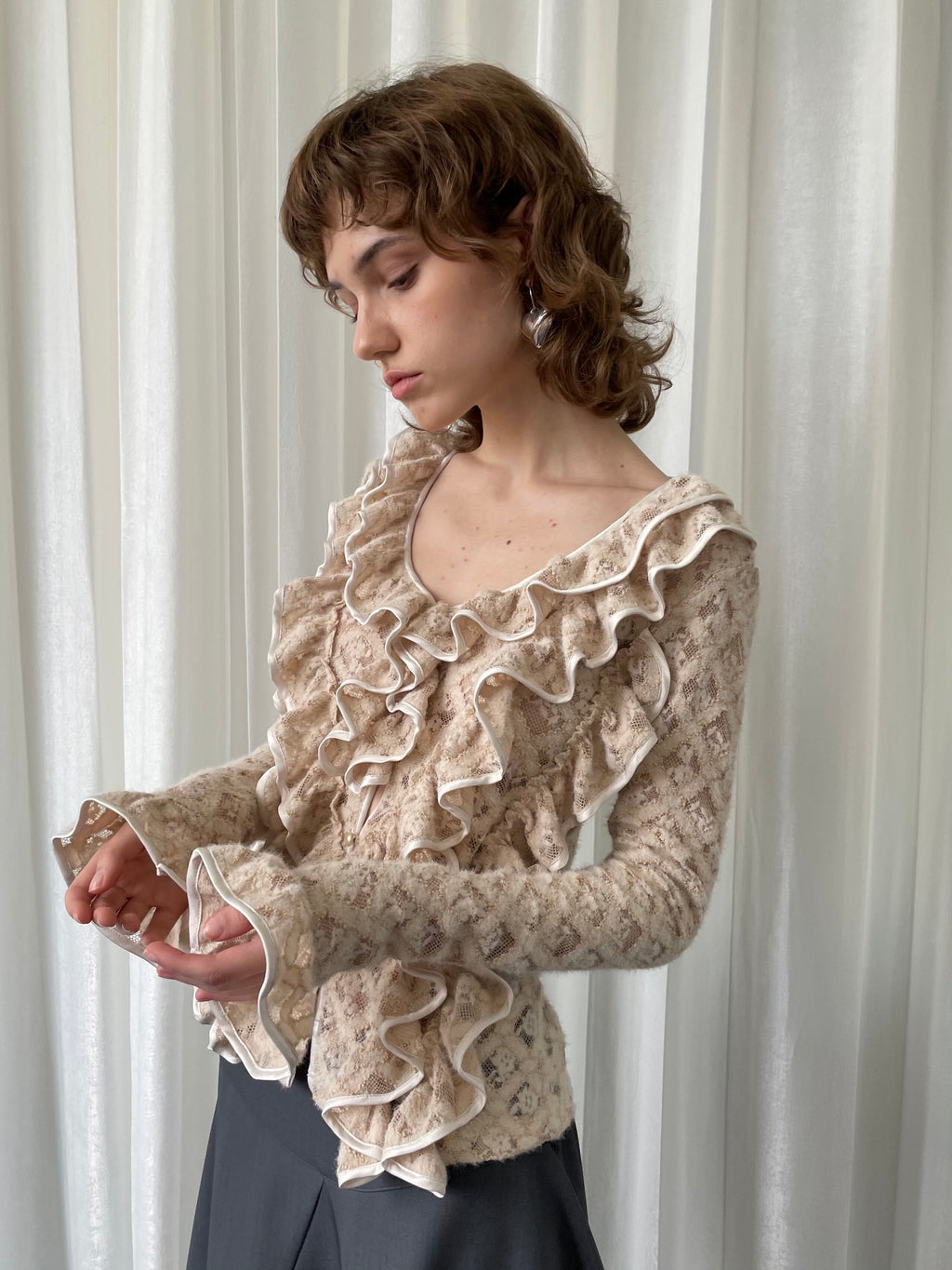 Multi-lace cardigan shirt