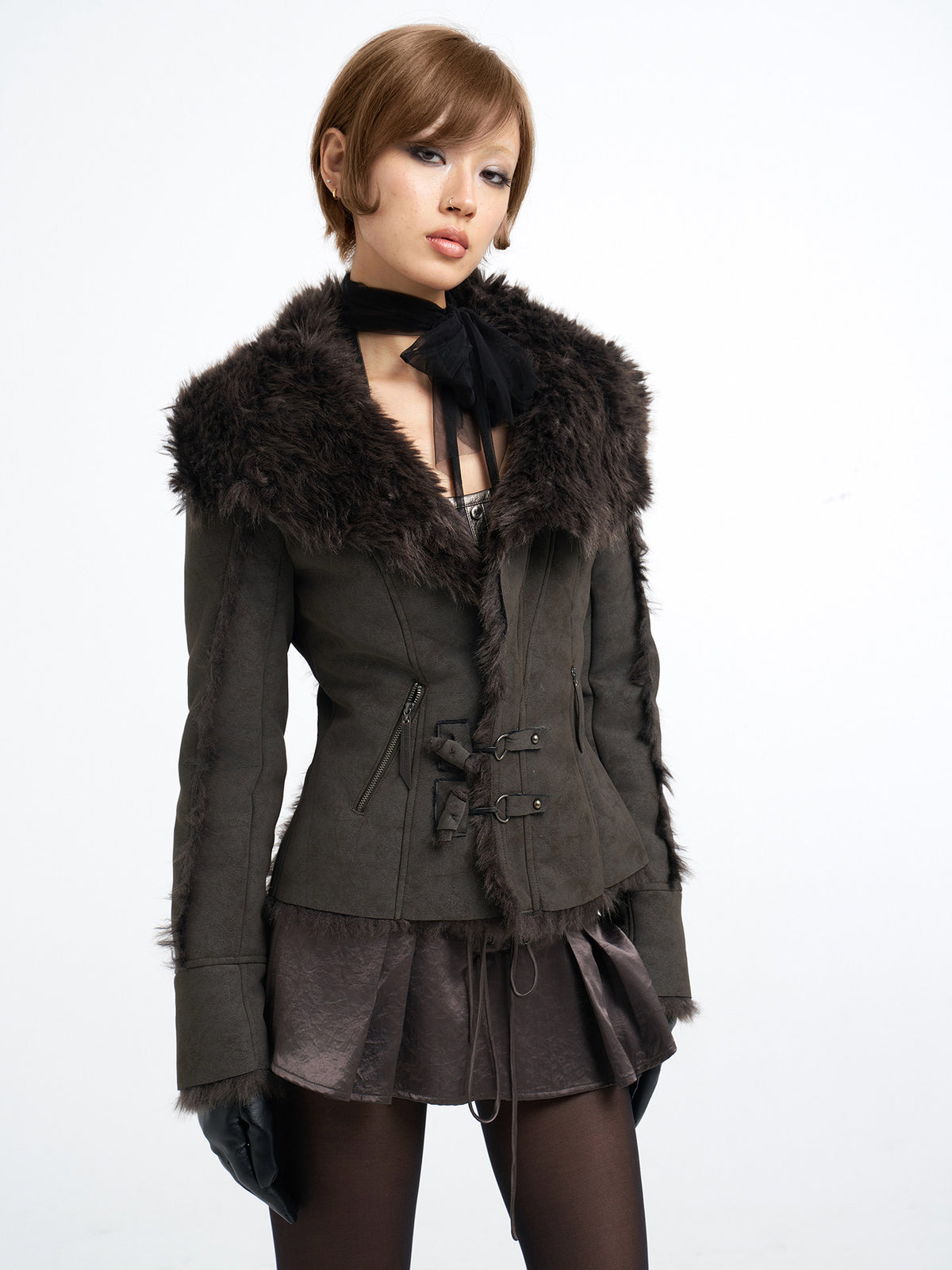 Faux Fur Collar Jacket