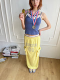 Yellow Terry Cotton Utility Skirt