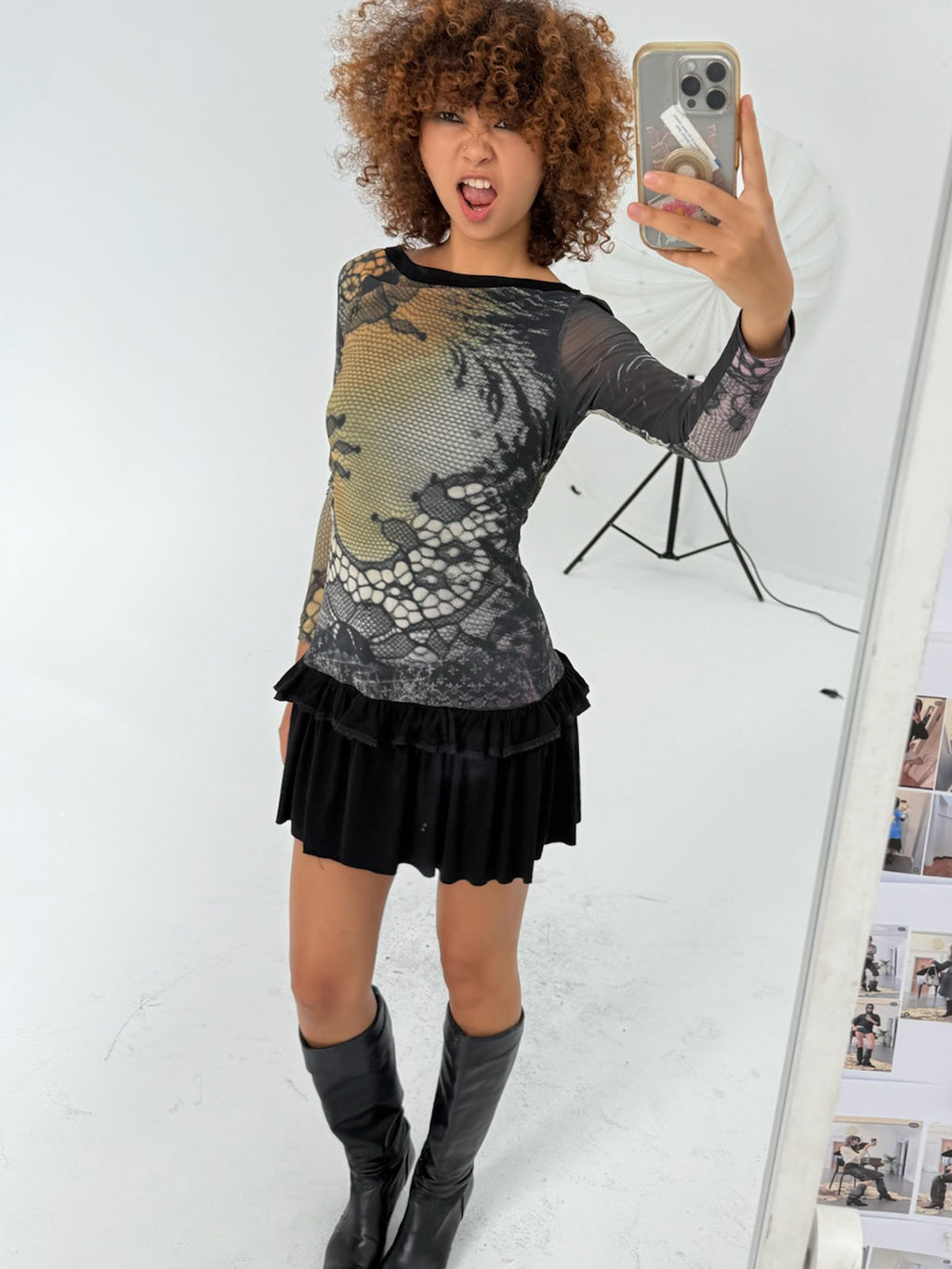 Black Swan Mesh Mini Dress