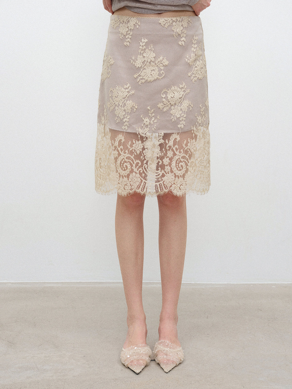Champagne lace skirt