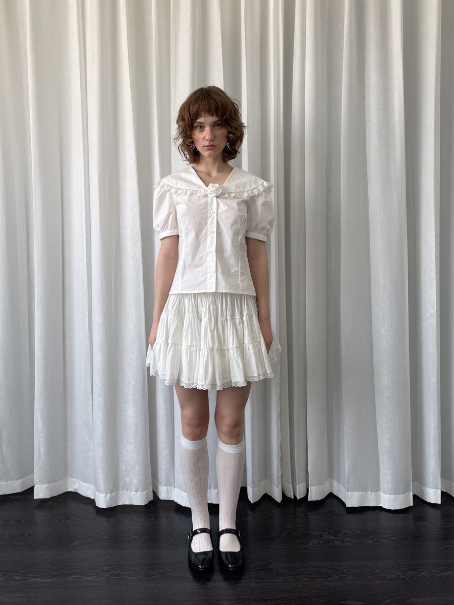 Camellia short-sleeved shirt