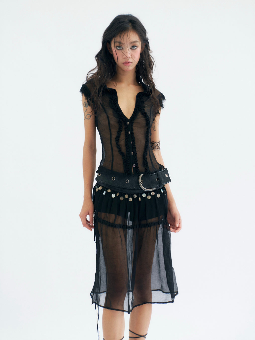Sheer Open Back Shirt
