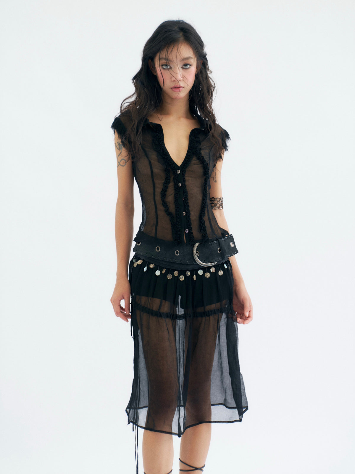 Sheer Open Back Shirt