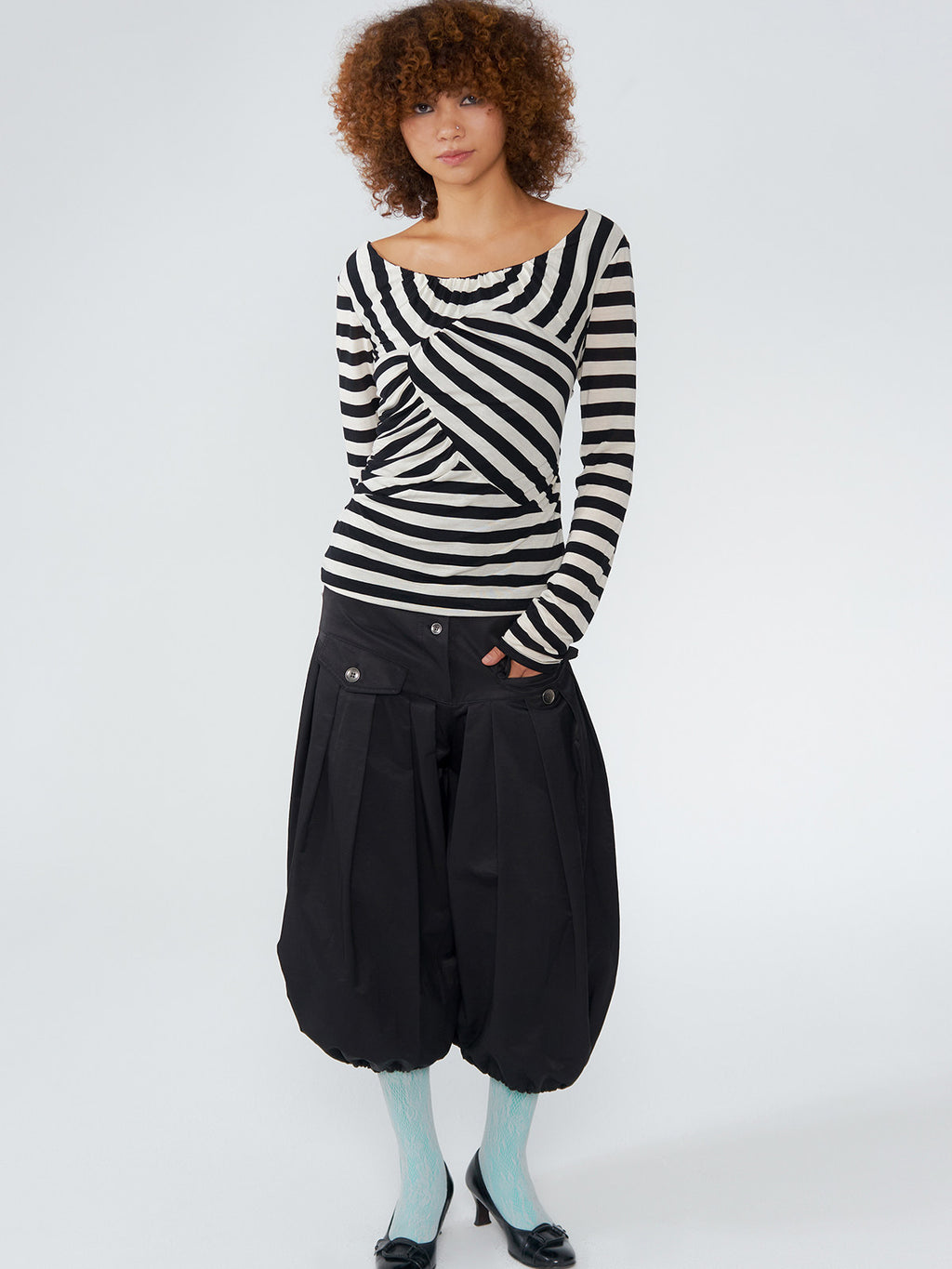 Striped long-sleeve top