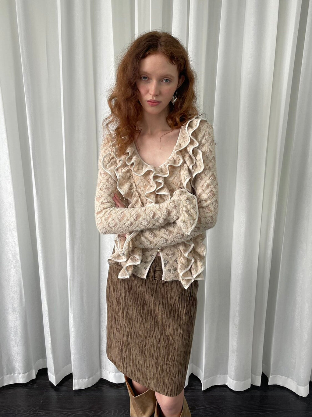A-line skirt with a belt