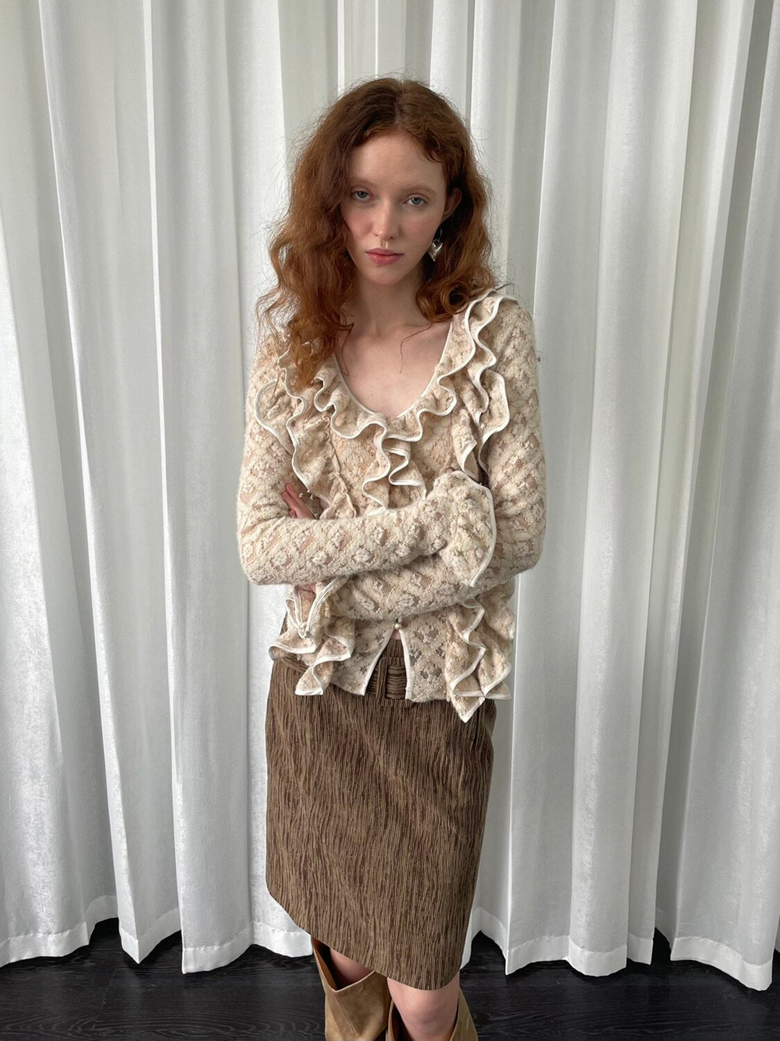 A-line skirt with a belt