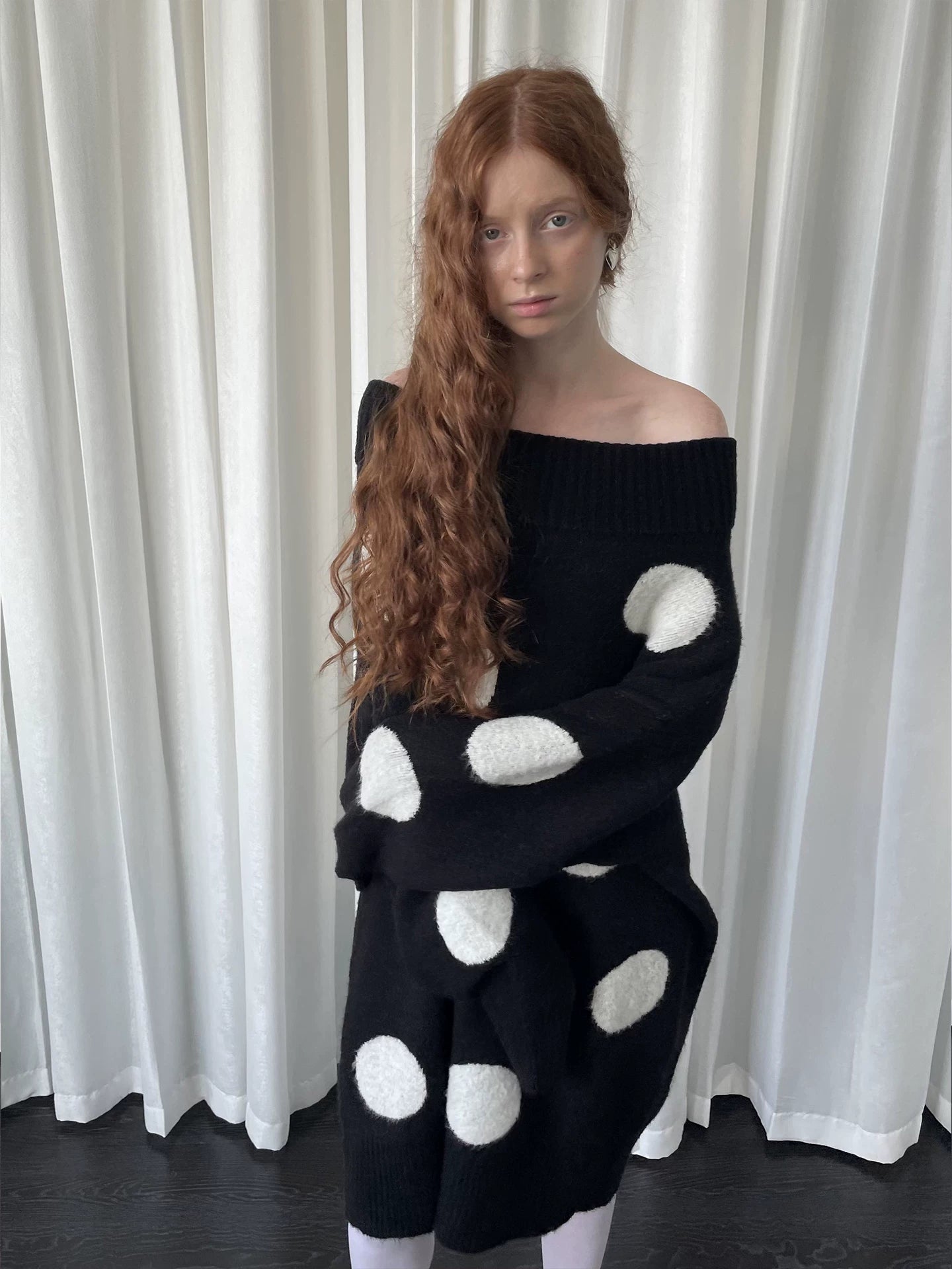 Polka dot long sweater / dress