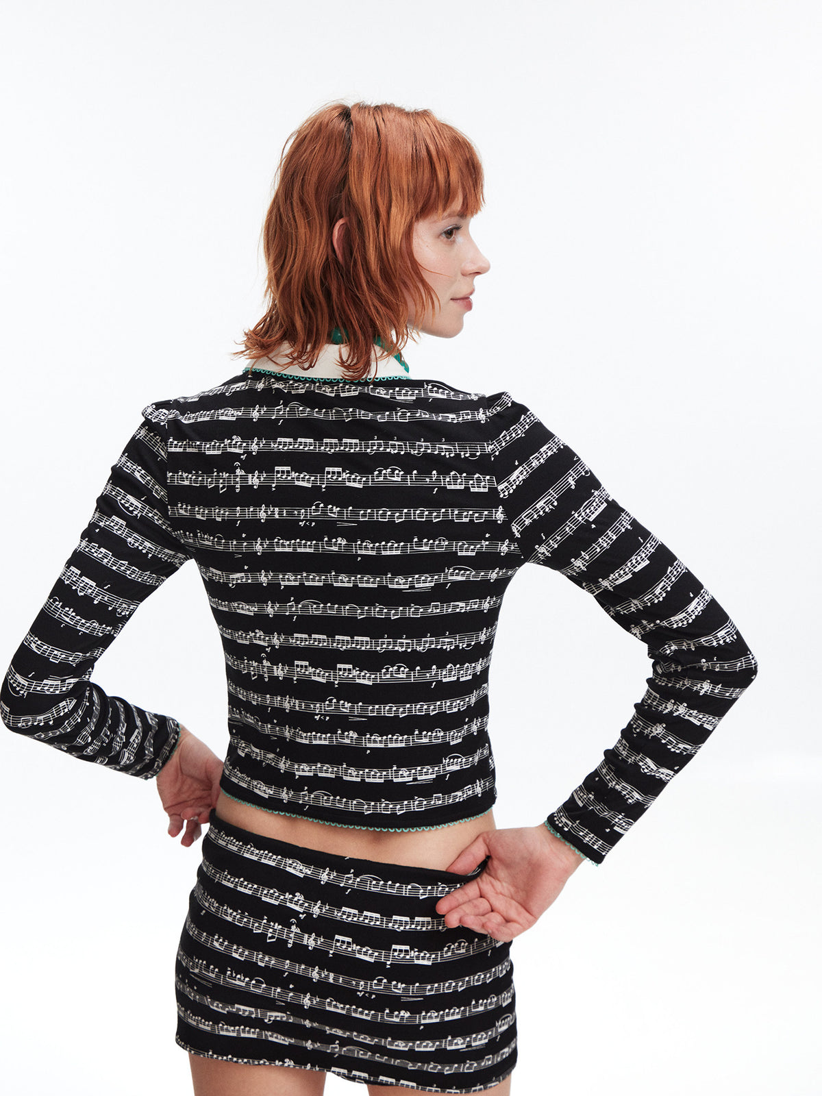 Note print cardigan