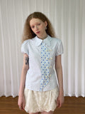Polka dot puff sleeve shirt