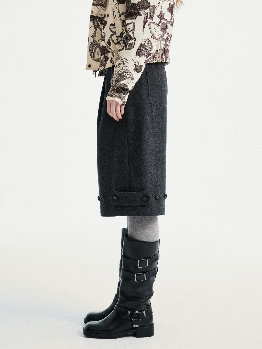 Woolen straight pants