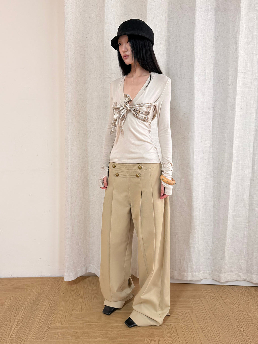 Patchwork backless knotted top