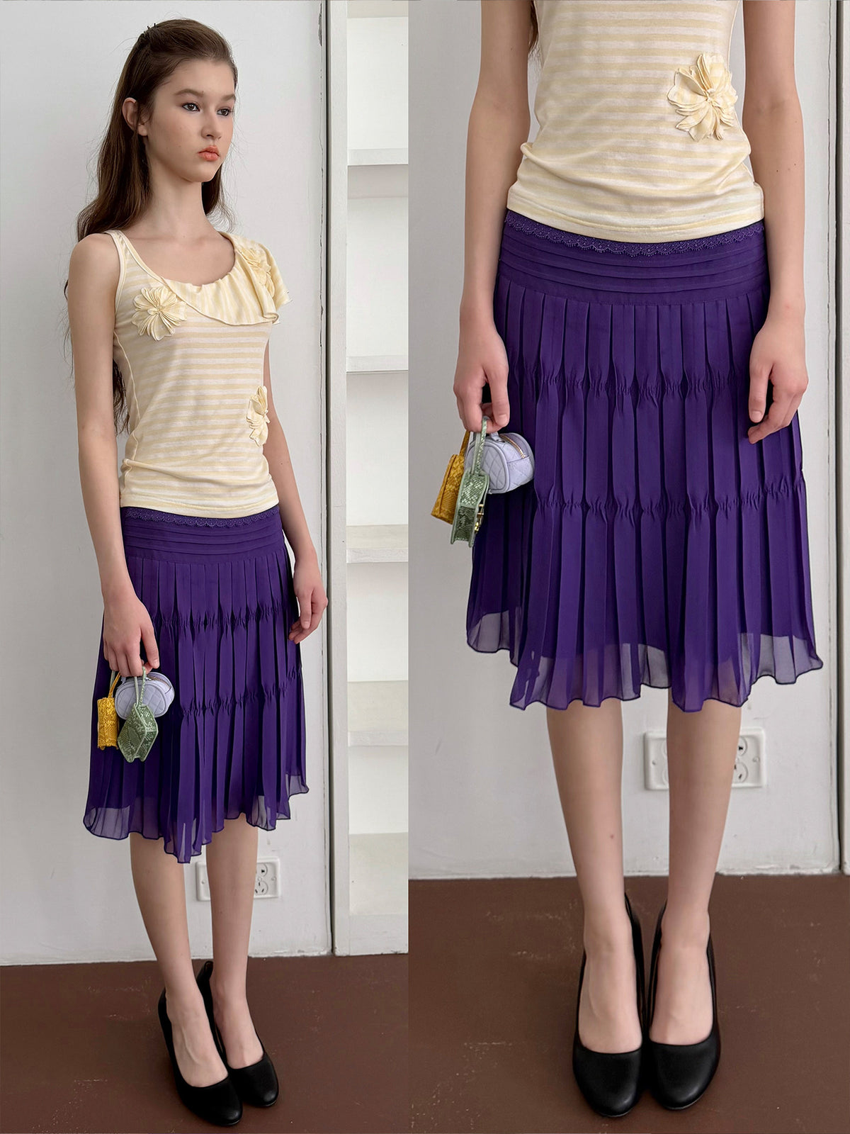 Accordion Midi Skirt