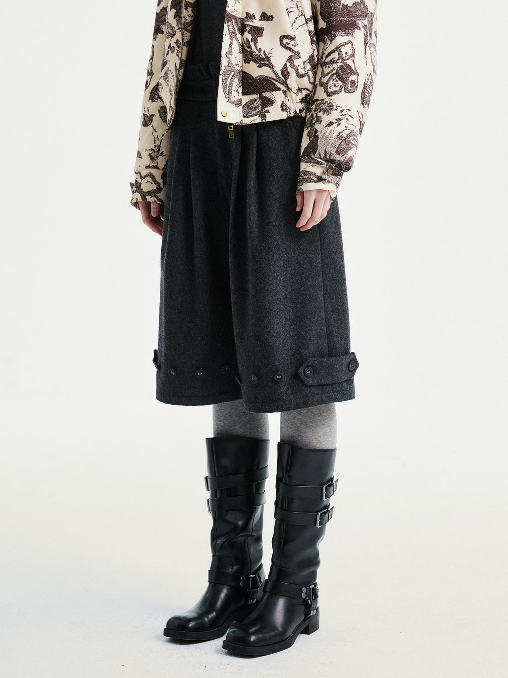 Woolen straight pants