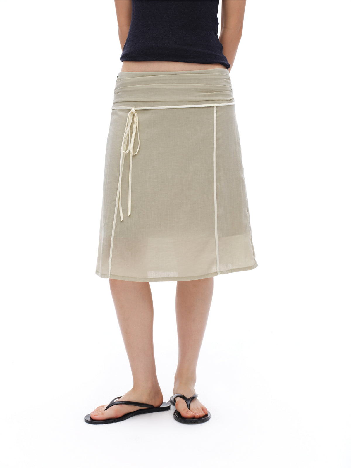 Lyocell Hemp Blend Crinkled A-Line Skirt
