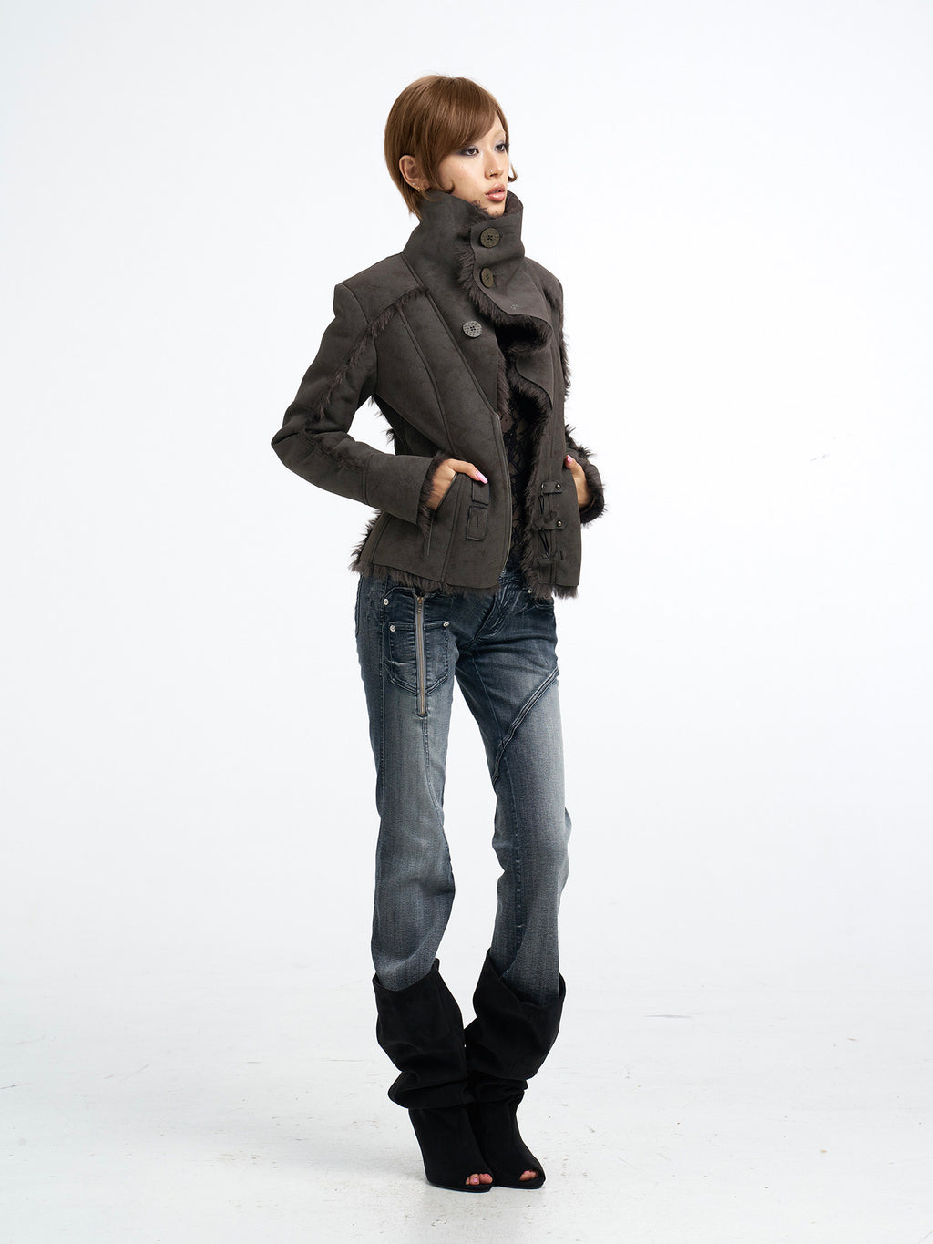 Faux Fur Collar Jacket