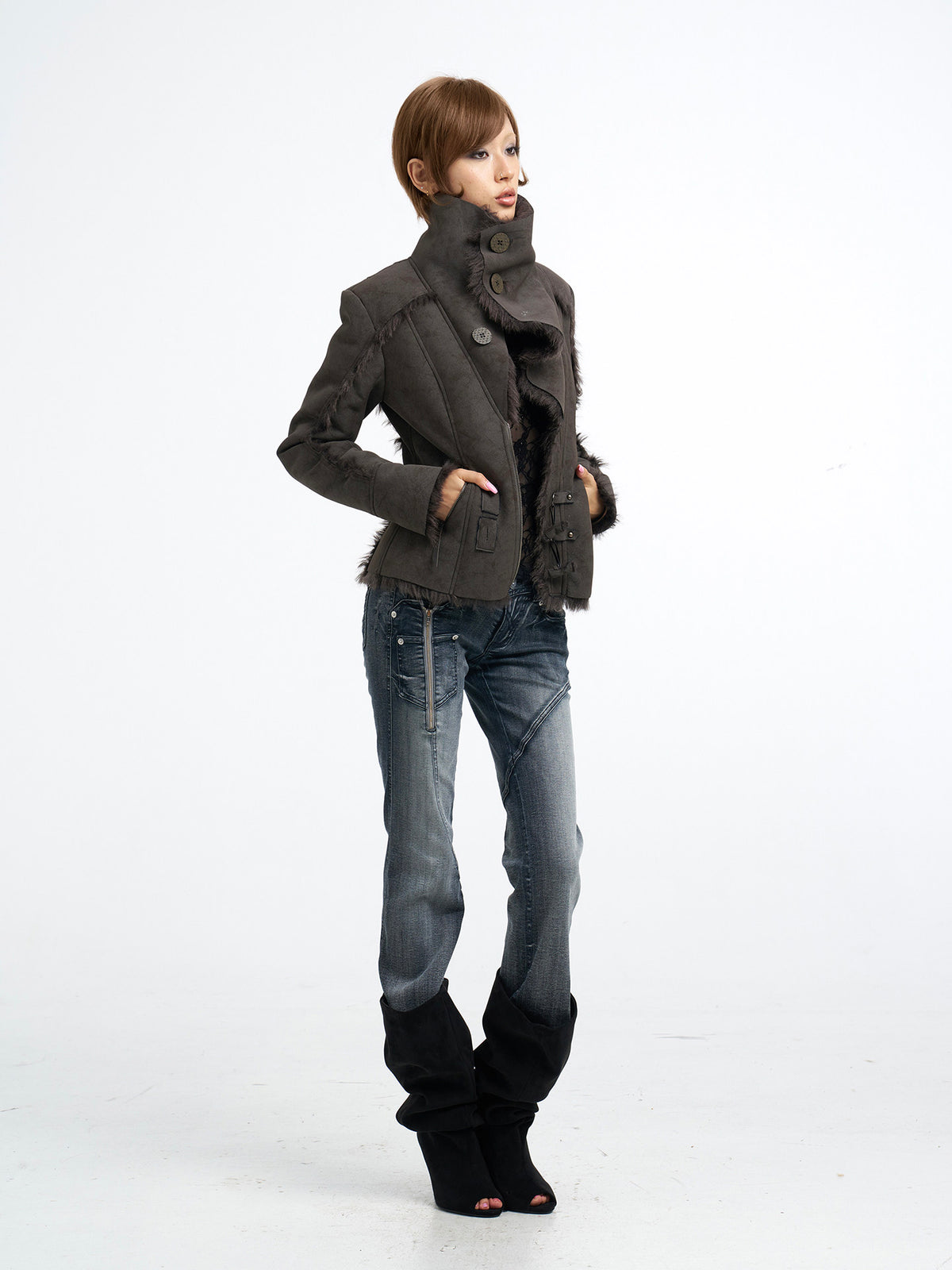Faux Fur Collar Jacket